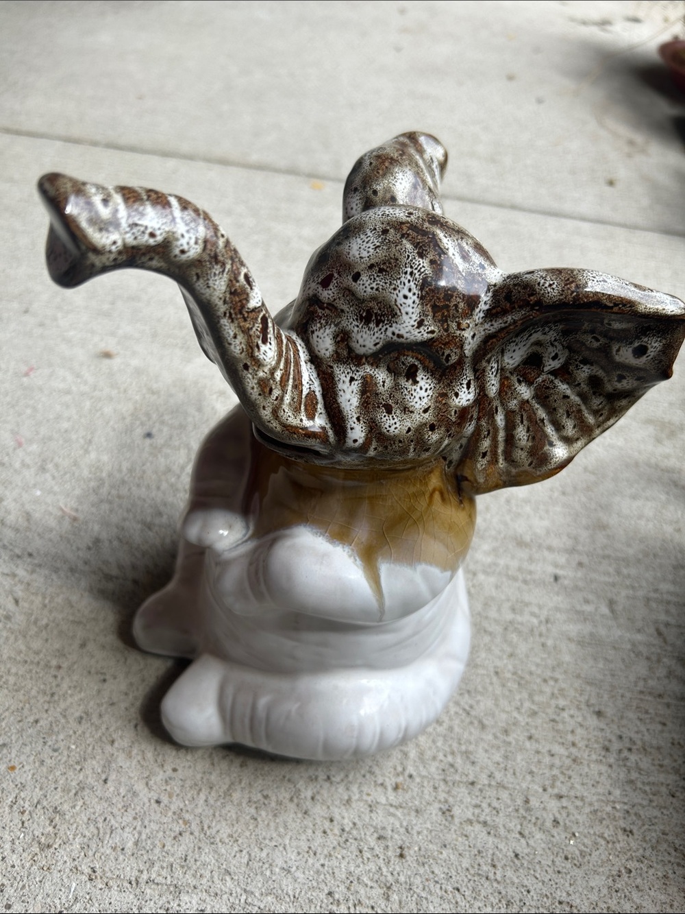 Ceramic Elephant Figurine in White and Brown no chips or cracks